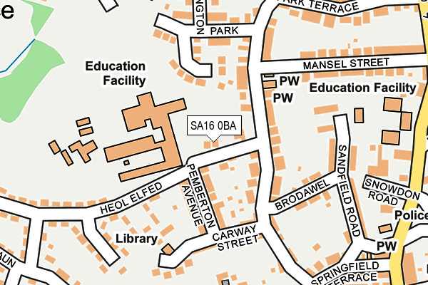 SA16 0BA map - OS OpenMap – Local (Ordnance Survey)