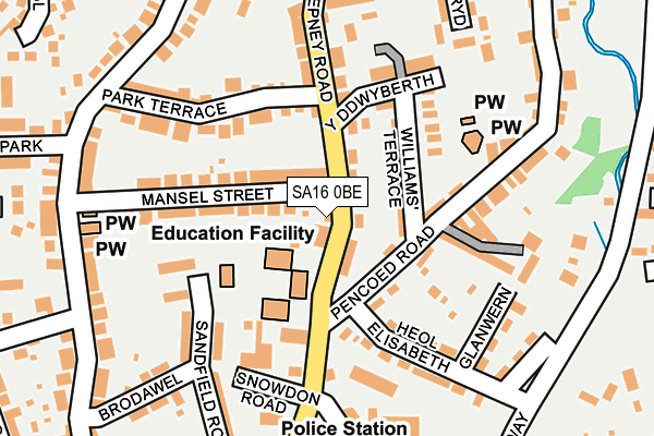 SA16 0BE map - OS OpenMap – Local (Ordnance Survey)