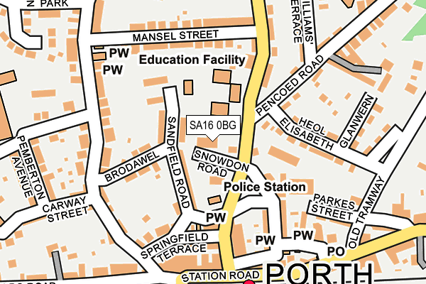 SA16 0BG map - OS OpenMap – Local (Ordnance Survey)