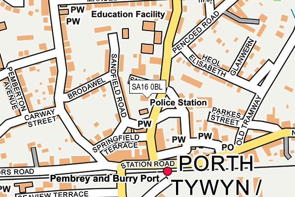 SA16 0BL map - OS OpenMap – Local (Ordnance Survey)