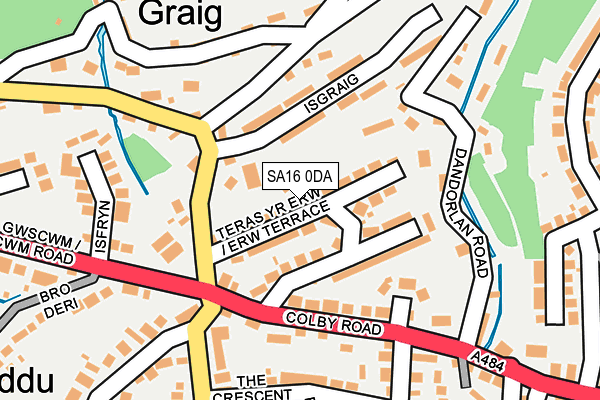 SA16 0DA map - OS OpenMap – Local (Ordnance Survey)