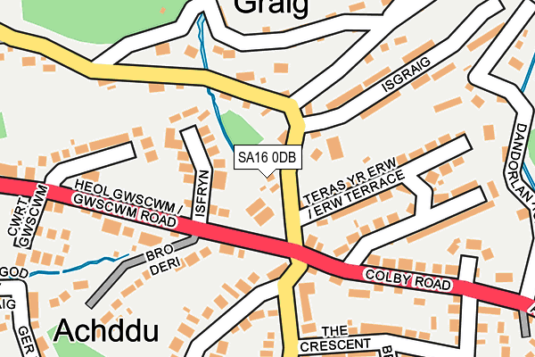 SA16 0DB map - OS OpenMap – Local (Ordnance Survey)