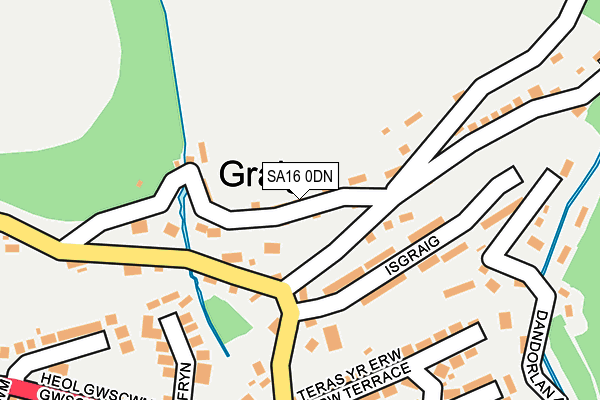 SA16 0DN map - OS OpenMap – Local (Ordnance Survey)
