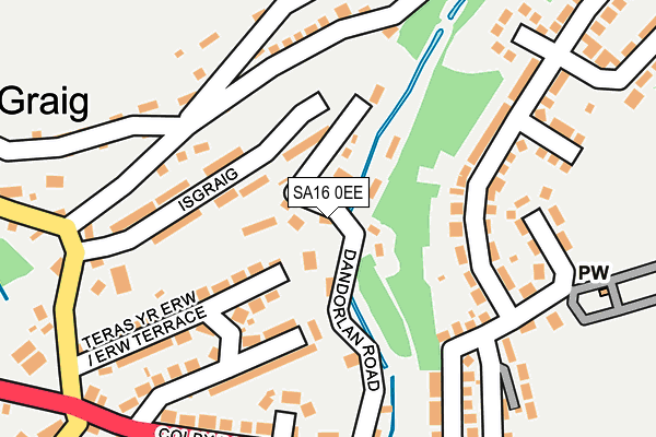 SA16 0EE map - OS OpenMap – Local (Ordnance Survey)