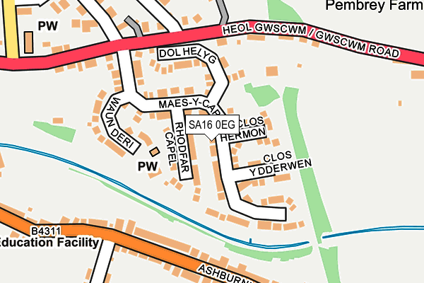 SA16 0EG map - OS OpenMap – Local (Ordnance Survey)