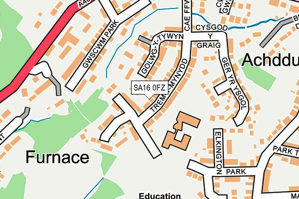 SA16 0FZ map - OS OpenMap – Local (Ordnance Survey)