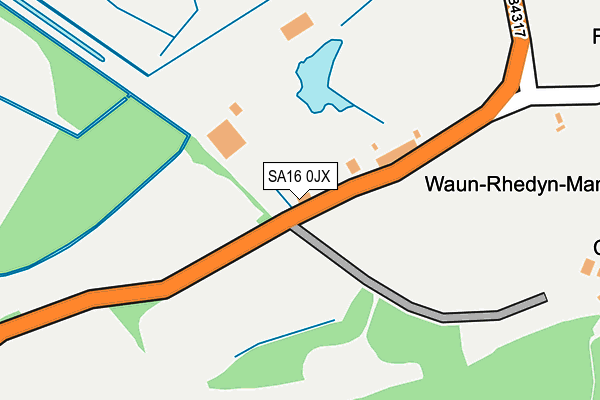 SA16 0JX map - OS OpenMap – Local (Ordnance Survey)
