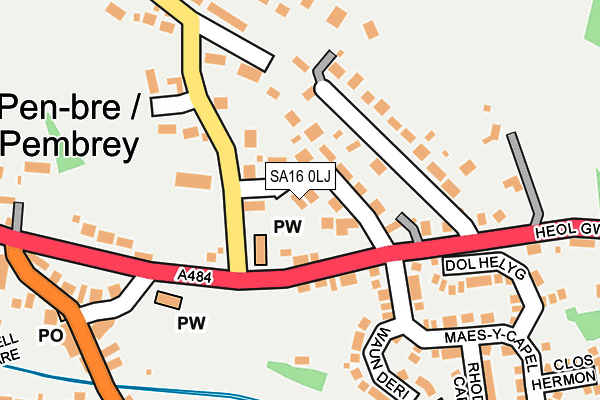 SA16 0LJ map - OS OpenMap – Local (Ordnance Survey)