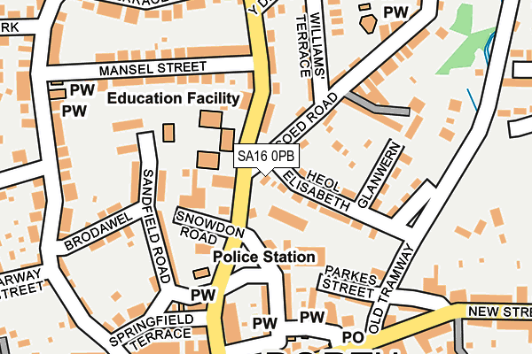 SA16 0PB map - OS OpenMap – Local (Ordnance Survey)