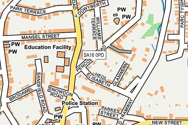 SA16 0PD map - OS OpenMap – Local (Ordnance Survey)