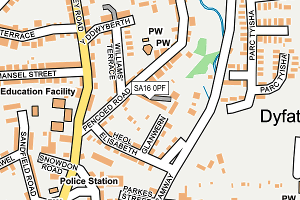 SA16 0PF map - OS OpenMap – Local (Ordnance Survey)