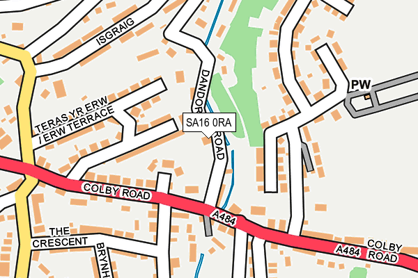 SA16 0RA map - OS OpenMap – Local (Ordnance Survey)
