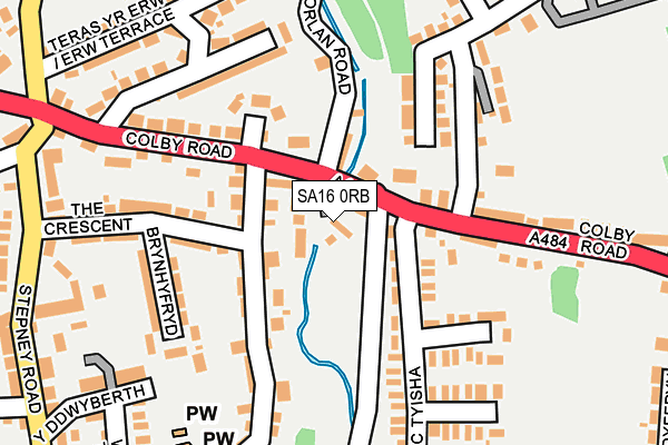 SA16 0RB map - OS OpenMap – Local (Ordnance Survey)