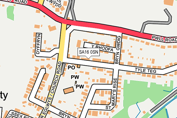 SA16 0SN map - OS OpenMap – Local (Ordnance Survey)