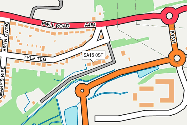 SA16 0ST map - OS OpenMap – Local (Ordnance Survey)