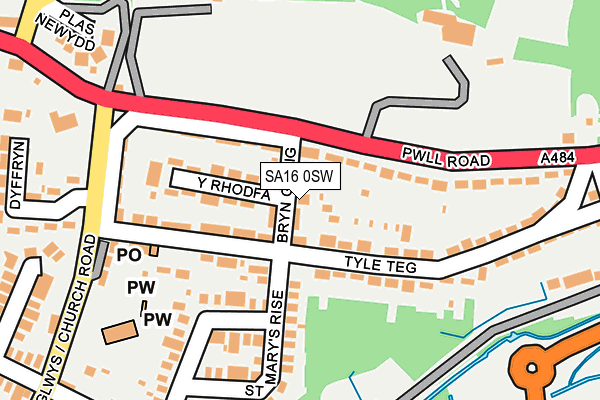 SA16 0SW map - OS OpenMap – Local (Ordnance Survey)