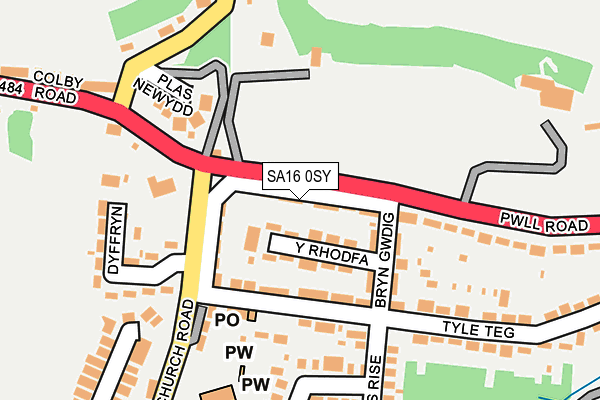 SA16 0SY map - OS OpenMap – Local (Ordnance Survey)