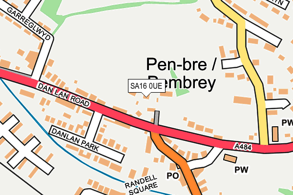 SA16 0UE map - OS OpenMap – Local (Ordnance Survey)