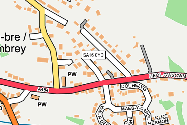 SA16 0YD map - OS OpenMap – Local (Ordnance Survey)