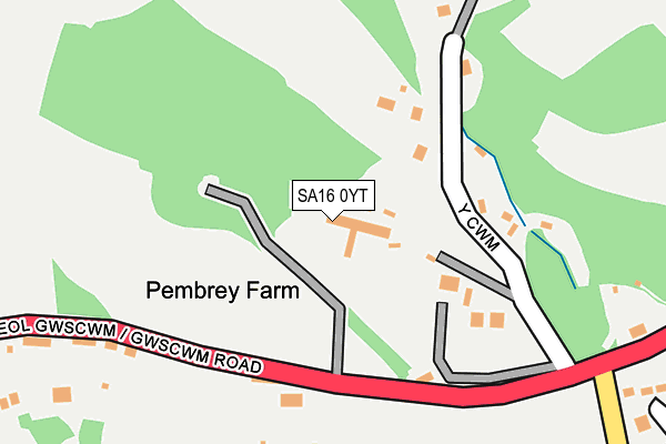 SA16 0YT map - OS OpenMap – Local (Ordnance Survey)