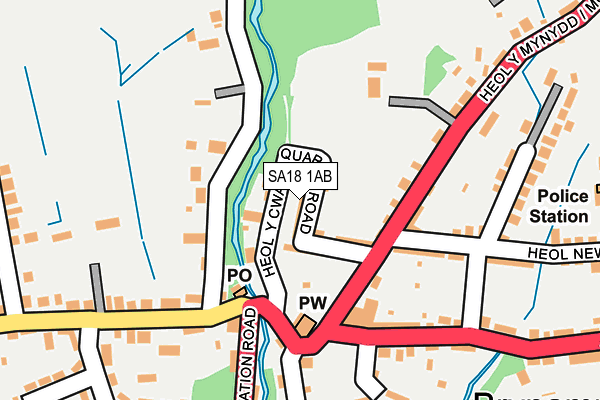SA18 1AB map - OS OpenMap – Local (Ordnance Survey)