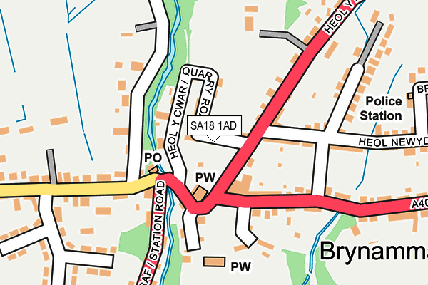 SA18 1AD map - OS OpenMap – Local (Ordnance Survey)