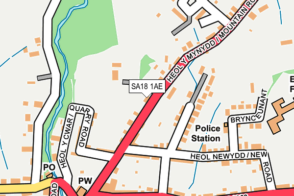 SA18 1AE map - OS OpenMap – Local (Ordnance Survey)