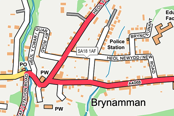 SA18 1AF map - OS OpenMap – Local (Ordnance Survey)