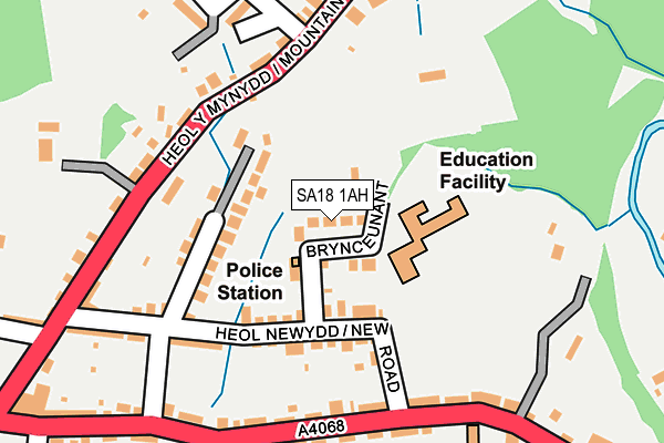 SA18 1AH map - OS OpenMap – Local (Ordnance Survey)