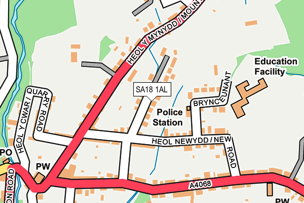SA18 1AL map - OS OpenMap – Local (Ordnance Survey)
