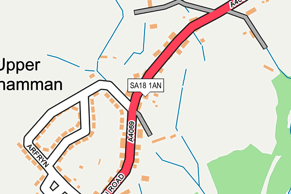 SA18 1AN map - OS OpenMap – Local (Ordnance Survey)