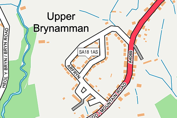 SA18 1AS map - OS OpenMap – Local (Ordnance Survey)