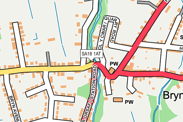 SA18 1AT map - OS OpenMap – Local (Ordnance Survey)
