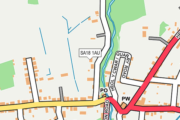 SA18 1AU map - OS OpenMap – Local (Ordnance Survey)