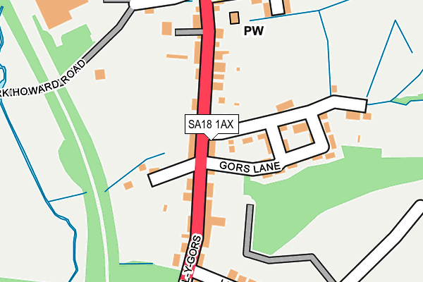 SA18 1AX map - OS OpenMap – Local (Ordnance Survey)