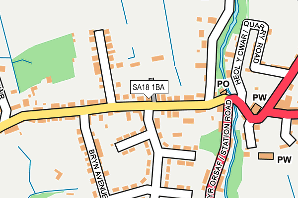 SA18 1BA map - OS OpenMap – Local (Ordnance Survey)