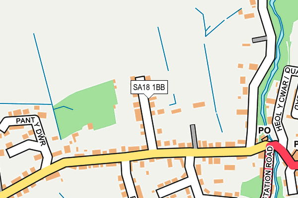 SA18 1BB map - OS OpenMap – Local (Ordnance Survey)