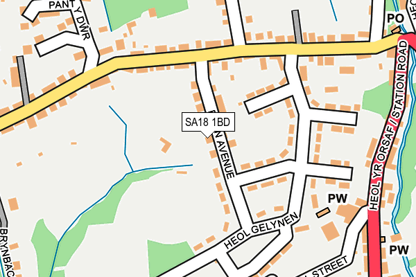 SA18 1BD map - OS OpenMap – Local (Ordnance Survey)