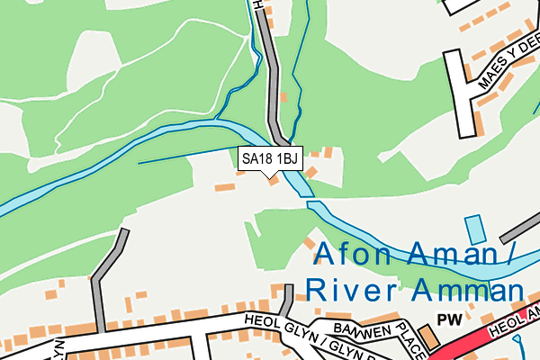 SA18 1BJ map - OS OpenMap – Local (Ordnance Survey)