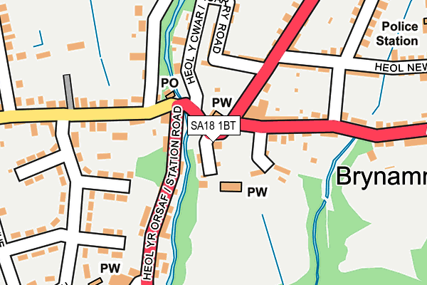 SA18 1BT map - OS OpenMap – Local (Ordnance Survey)