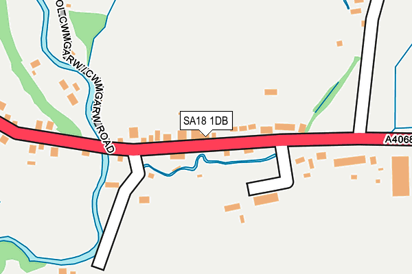 SA18 1DB map - OS OpenMap – Local (Ordnance Survey)