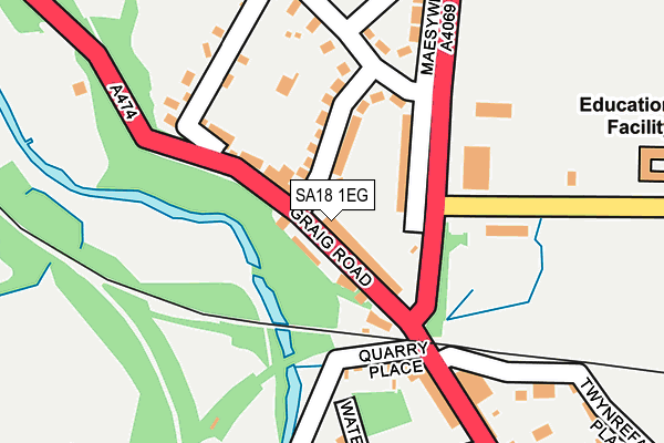 SA18 1EG map - OS OpenMap – Local (Ordnance Survey)