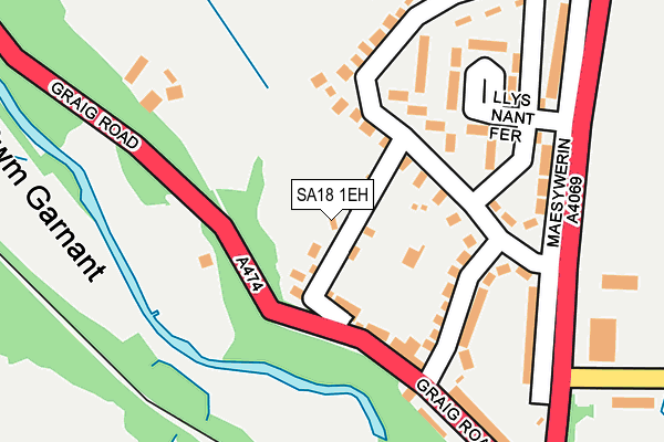 SA18 1EH map - OS OpenMap – Local (Ordnance Survey)