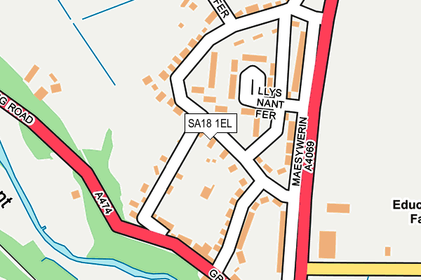 SA18 1EL map - OS OpenMap – Local (Ordnance Survey)