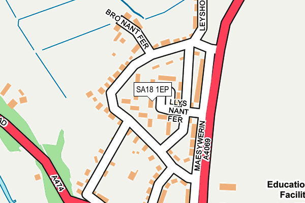 SA18 1EP map - OS OpenMap – Local (Ordnance Survey)