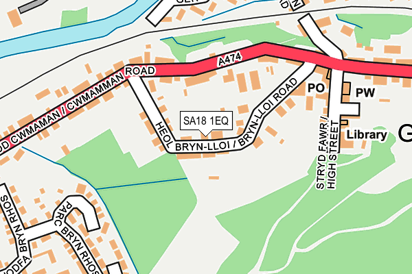 SA18 1EQ map - OS OpenMap – Local (Ordnance Survey)