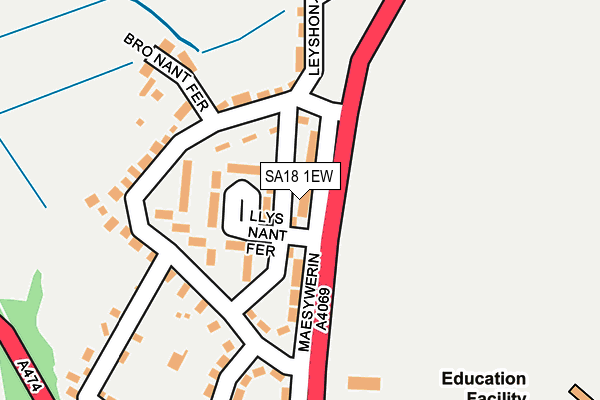 SA18 1EW map - OS OpenMap – Local (Ordnance Survey)