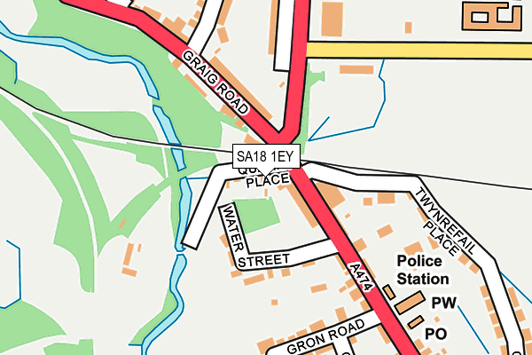 SA18 1EY map - OS OpenMap – Local (Ordnance Survey)