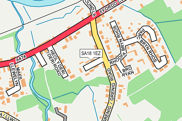 SA18 1EZ map - OS OpenMap – Local (Ordnance Survey)