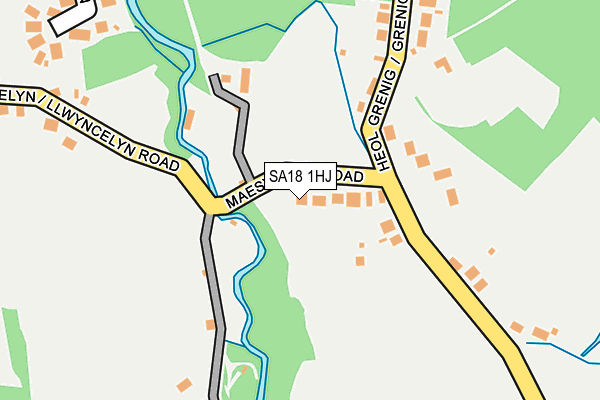 SA18 1HJ map - OS OpenMap – Local (Ordnance Survey)